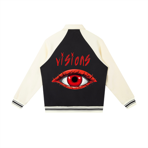Contrast Raglan Sleeve Baseball Jacket