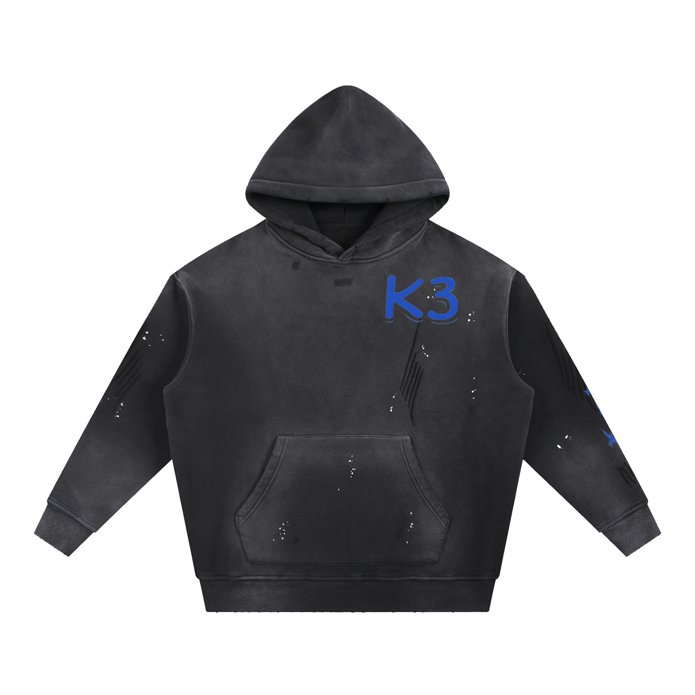 Vintage Washed Frayed Fleece Hoodie