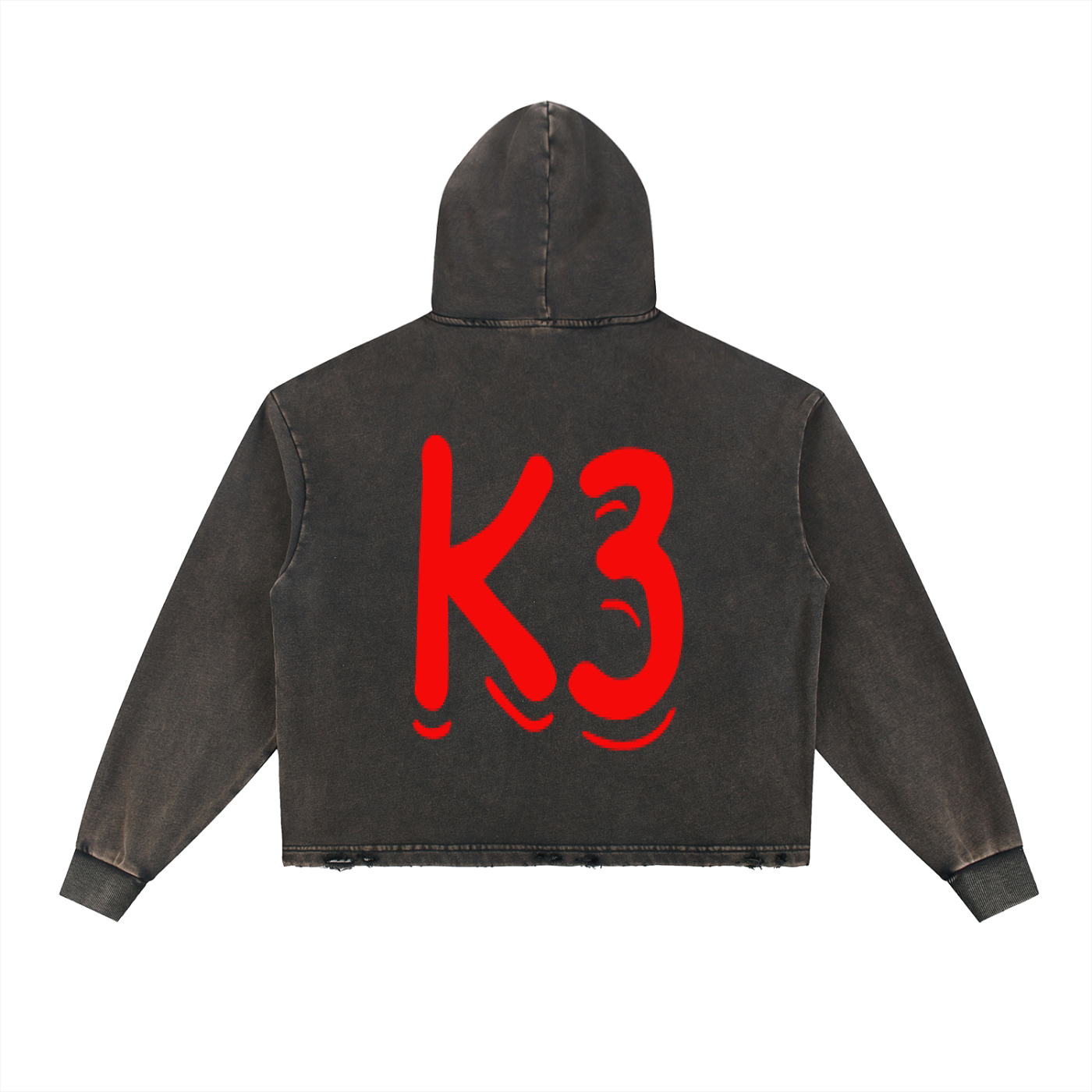 Vintage Washed Frayed-Hem Hoodie