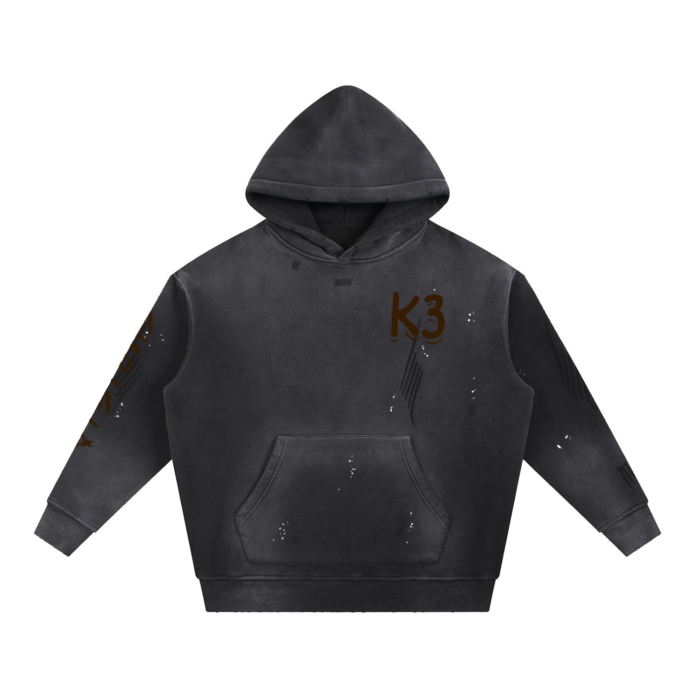 Vintage Washed Frayed Fleece Hoodie