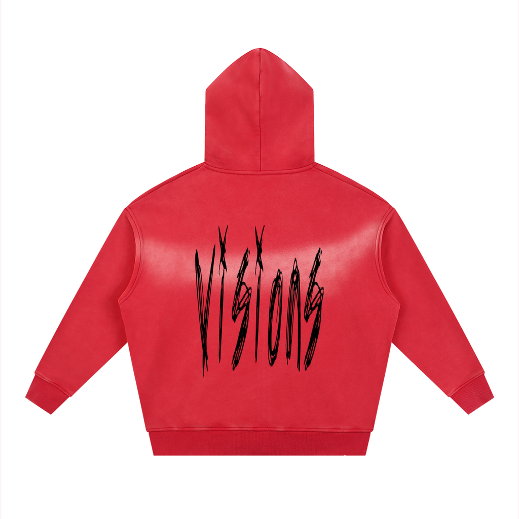 Sunfade Two-way Zipper Boxy Fleece Hoodie