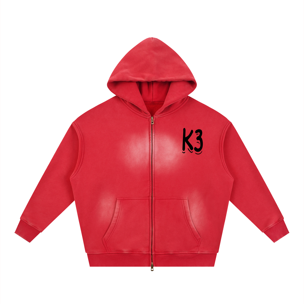Sunfade Two-way Zipper Boxy Fleece Hoodie