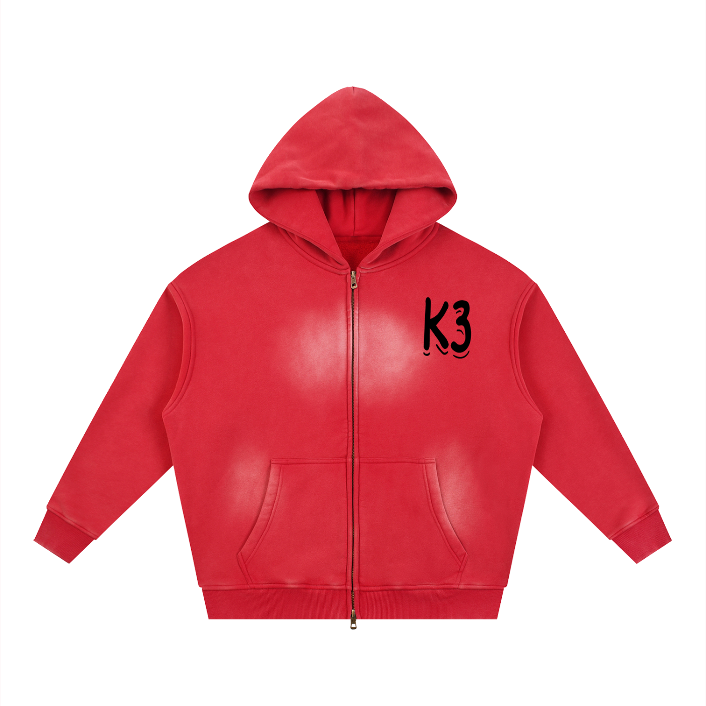 Sunfade Two-way Zipper Boxy Fleece Hoodie