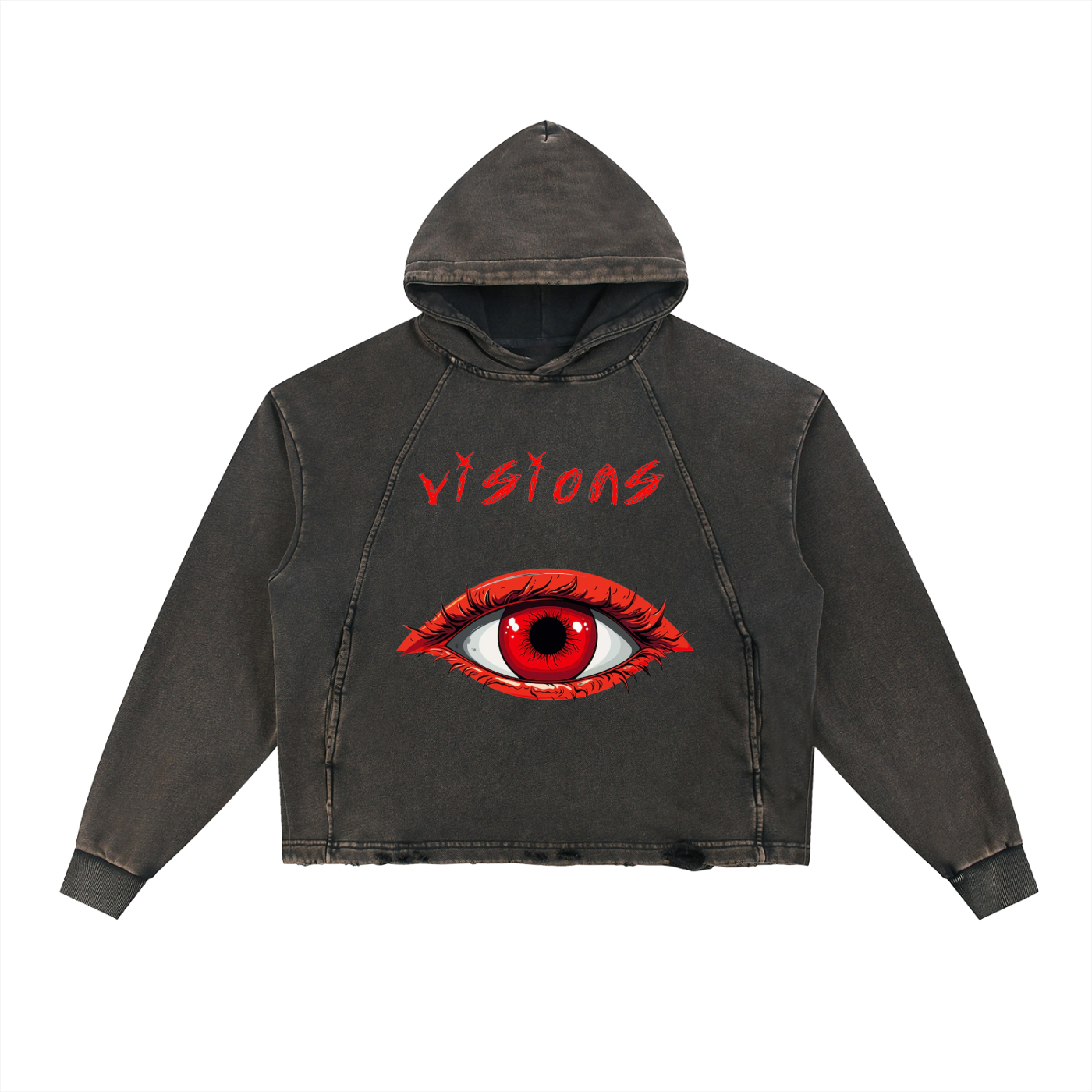 Vintage Washed Frayed-Hem Hoodie