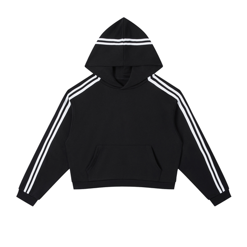 Contrast Side Stripe Cropped Hoodie