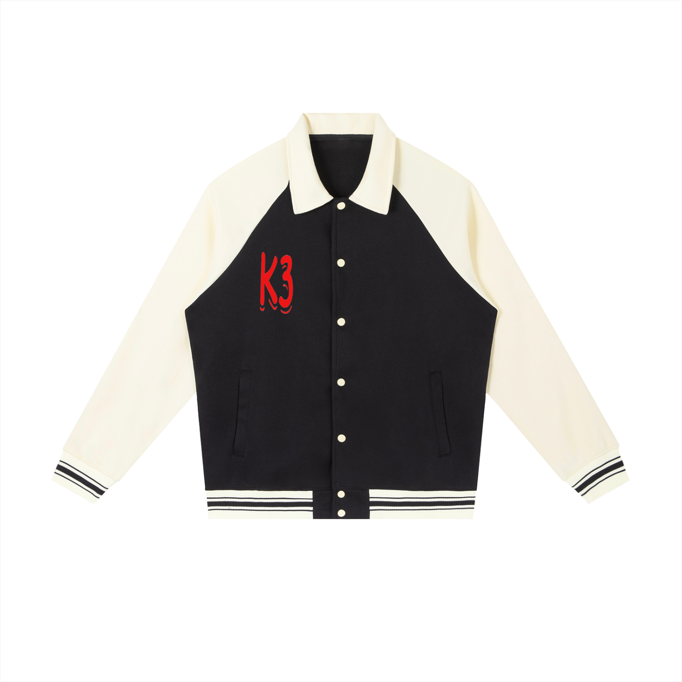 Contrast Raglan Sleeve Baseball Jacket